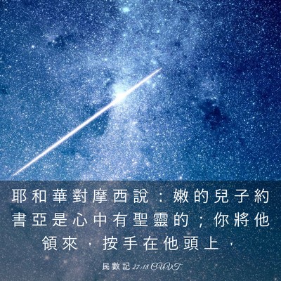 Picture 03 - 民 數 記 27:18 CUVT - 耶 和 華 對 摩 西 說 ： 嫩 的 兒 子 - Bible Verse Picture