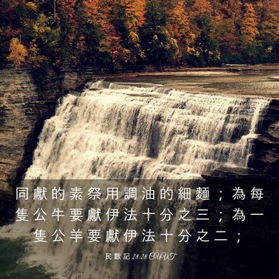 Picture 03 - 民 數 記 28:28 CUVT - 同 獻 的 素 祭 用 調 油 的 細 麵 ； - Bible Verse Picture