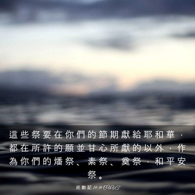 Picture 03 - 民 數 記 29:39 CUVT - 這 些 祭 要 在 你 們 的 節 期 獻 給 - Bible Verse Picture