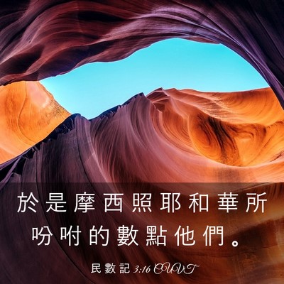 Picture 03 - 民 數 記 3:16 CUVT - 於 是 摩 西 照 耶 和 華 所 吩 咐 的 - Bible Verse Picture