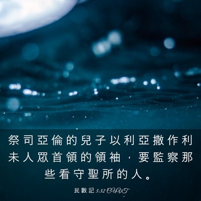 Picture 03 - 民 數 記 3:32 CUVT - 祭 司 亞 倫 的 兒 子 以 利 亞 撒 作 - Bible Verse Picture
