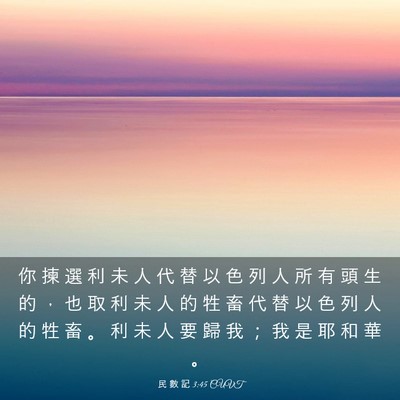 Picture 03 - 民 數 記 3:45 CUVT - 你 揀 選 利 未 人 代 替 以 色 列 人 - Bible Verse Picture