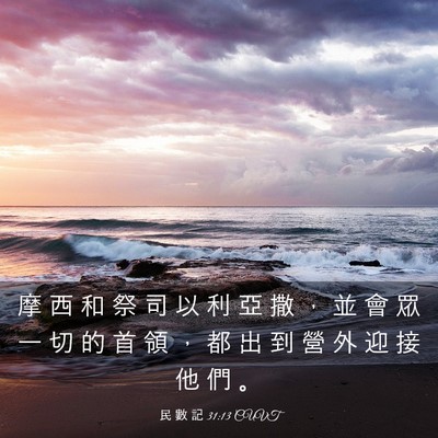 Picture 03 - 民 數 記 31:13 CUVT - 摩 西 和 祭 司 以 利 亞 撒 ， 並 會 - Bible Verse Picture