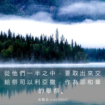 Picture 03 - 民 數 記 31:29 CUVT - 從 他 們 一 半 之 中 ， 要 取 出 來 - Bible Verse Picture