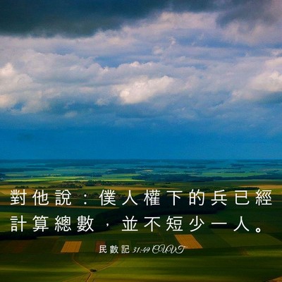 Picture 03 - 民 數 記 31:49 CUVT - 對 他 說 ： 僕 人 權 下 的 兵 已 經 - Bible Verse Picture