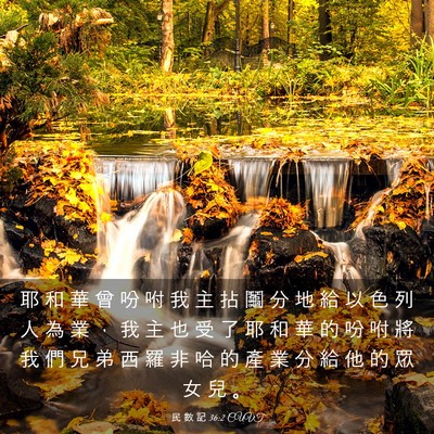 Picture 03 - 民 數 記 36:2 CUVT - 耶 和 華 曾 吩 咐 我 主 拈 鬮 分 地 - Bible Verse Picture