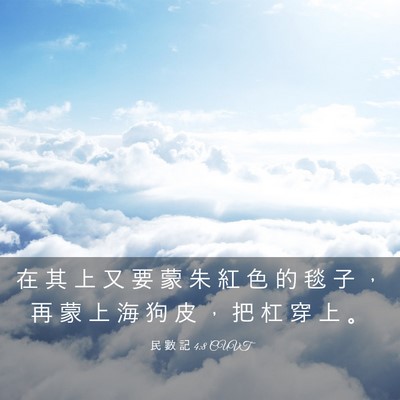 Picture 03 - 民 數 記 4:8 CUVT - 在 其 上 又 要 蒙 朱 紅 色 的 毯 子 - Bible Verse Picture