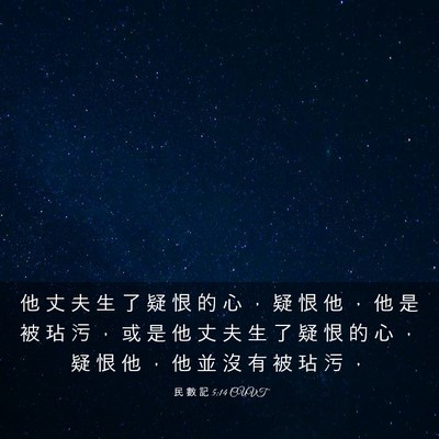 Picture 03 - 民 數 記 5:14 CUVT - 他 丈 夫 生 了 疑 恨 的 心 ， 疑 恨 - Bible Verse Picture
