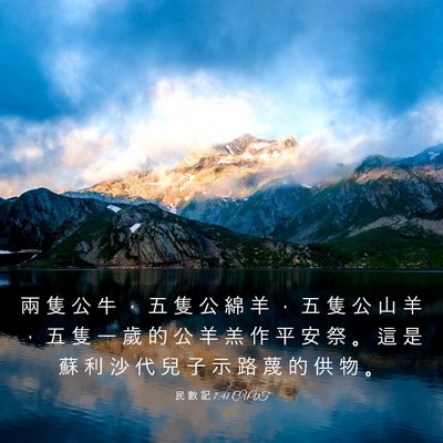 Picture 03 - 民 數 記 7:41 CUVT - 兩 隻 公 牛 ， 五 隻 公 綿 羊 ， 五 - Bible Verse Picture