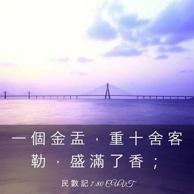 Picture 03 - 民 數 記 7:80 CUVT - 一 個 金 盂 ， 重 十 舍 客 勒 ， 盛 - Bible Verse Picture