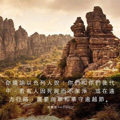 Picture 03 - 民 數 記 9:10 CUVT - 你 曉 諭 以 色 列 人 說 ： 你 們 和 - Bible Verse Picture
