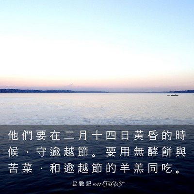Picture 03 - 民 數 記 9:11 CUVT - 他 們 要 在 二 月 十 四 日 黃 昏 的 - Bible Verse Picture