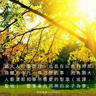 Picture 03 - 瑪 拉 基 書 2:11 CUVT - 猶 大 人 行 事 詭 詐 ， 並 且 在 以 - Bible Verse Picture