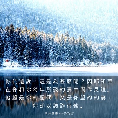 Picture 03 - 瑪 拉 基 書 2:14 CUVT - 你 們 還 說 ： 這 是 為 甚 麼 呢 ？ - Bible Verse Picture