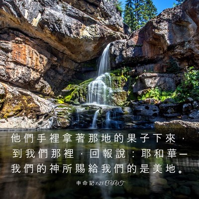 Picture 03 - 申 命 記 1:25 CUVT - 他 們 手 裡 拿 著 那 地 的 果 子 下 - Bible Verse Picture