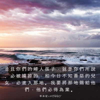 Picture 03 - 申 命 記 1:39 CUVT - 並 且 你 們 的 婦 人 孩 子 ， 就 是 - Bible Verse Picture