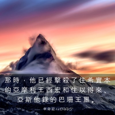 Picture 03 - 申 命 記 1:4 CUVT - 那 時 ， 他 已 經 擊 殺 了 住 希 實 - Bible Verse Picture