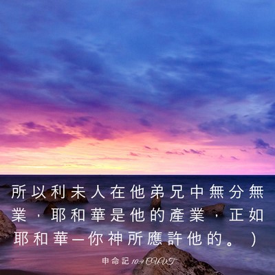 Picture 03 - 申 命 記 10:9 CUVT - 所 以 利 未 人 在 他 弟 兄 中 無 分 - Bible Verse Picture