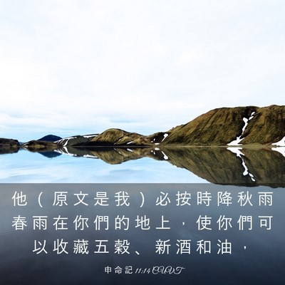 Picture 03 - 申 命 記 11:14 CUVT - 他 （ 原 文 是 我 ） 必 按 時 降 秋 - Bible Verse Picture