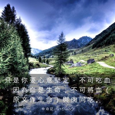 Picture 03 - 申 命 記 12:23 CUVT - 只 是 你 要 心 意 堅 定 ， 不 可 吃 - Bible Verse Picture