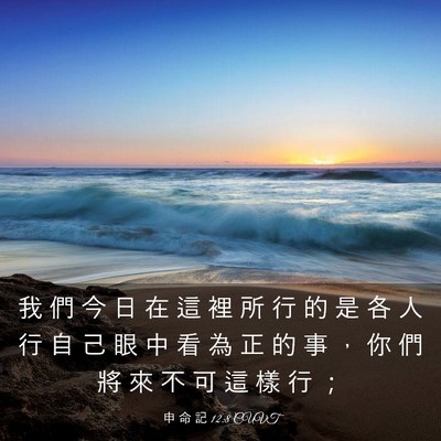 Picture 03 - 申 命 記 12:8 CUVT - 我 們 今 日 在 這 裡 所 行 的 是 各 - Bible Verse Picture