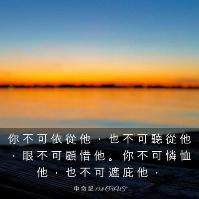 Picture 03 - 申 命 記 13:8 CUVT - 你 不 可 依 從 他 ， 也 不 可 聽 從 - Bible Verse Picture