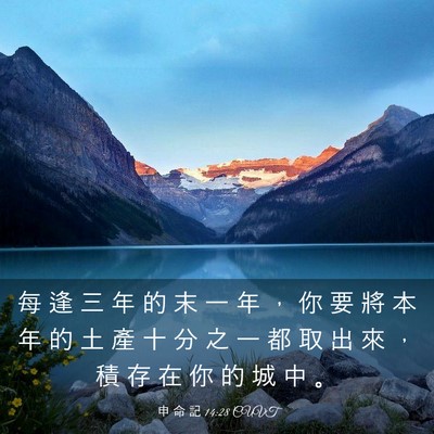 Picture 03 - 申 命 記 14:28 CUVT - 每 逢 三 年 的 末 一 年 ， 你 要 將 - Bible Verse Picture