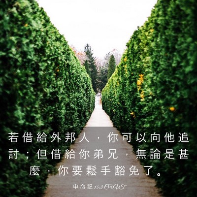Picture 03 - 申 命 記 15:3 CUVT - 若 借 給 外 邦 人 ， 你 可 以 向 他 - Bible Verse Picture