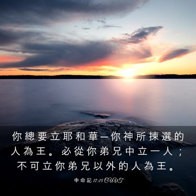 Picture 03 - 申 命 記 17:15 CUVT - 你 總 要 立 耶 和 華 ─ 你 神 所 揀 - Bible Verse Picture