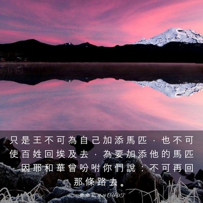 Picture 03 - 申 命 記 17:16 CUVT - 只 是 王 不 可 為 自 己 加 添 馬 匹 - Bible Verse Picture
