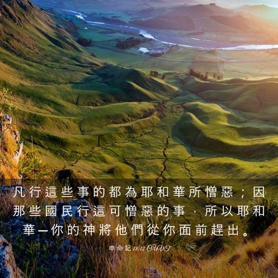 Picture 03 - 申 命 記 18:12 CUVT - 凡 行 這 些 事 的 都 為 耶 和 華 所 - Bible Verse Picture