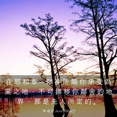 Picture 03 - 申 命 記 19:14 CUVT - 在 耶 和 華 ─ 你 神 所 賜 你 承 受 - Bible Verse Picture