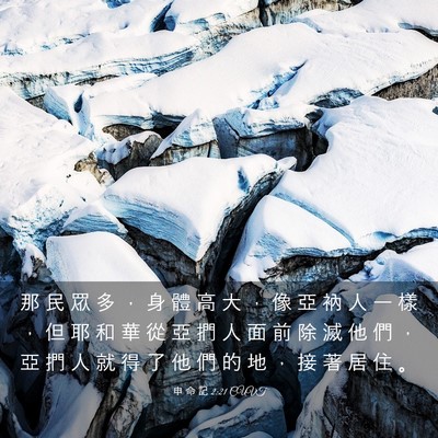 Picture 03 - 申 命 記 2:21 CUVT - 那 民 眾 多 ， 身 體 高 大 ， 像 亞 - Bible Verse Picture