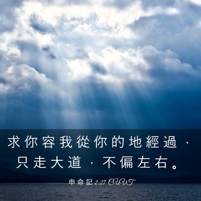 Picture 03 - 申 命 記 2:27 CUVT - 求 你 容 我 從 你 的 地 經 過 ， 只 - Bible Verse Picture