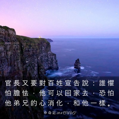 Picture 03 - 申 命 記 20:8 CUVT - 官 長 又 要 對 百 姓 宣 告 說 ： 誰 - Bible Verse Picture