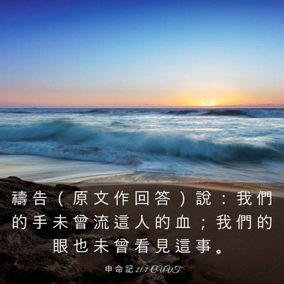 Picture 03 - 申 命 記 21:7 CUVT - 禱 告 （ 原 文 作 回 答 ） 說 ： 我 - Bible Verse Picture