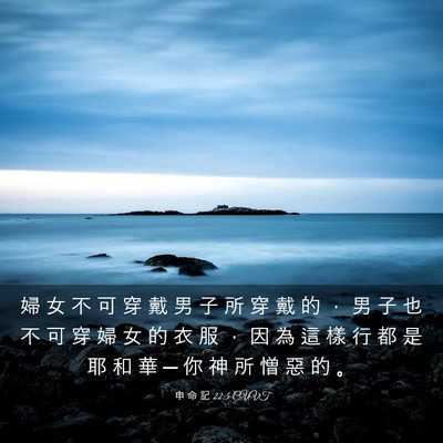 Picture 03 - 申 命 記 22:5 CUVT - 婦 女 不 可 穿 戴 男 子 所 穿 戴 的 - Bible Verse Picture