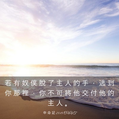Picture 03 - 申 命 記 23:15 CUVT - 若 有 奴 僕 脫 了 主 人 的 手 ， 逃 - Bible Verse Picture