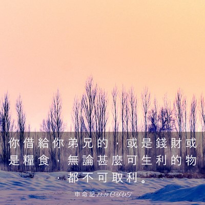 Picture 03 - 申 命 記 23:19 CUVT - 你 借 給 你 弟 兄 的 ， 或 是 錢 財 - Bible Verse Picture