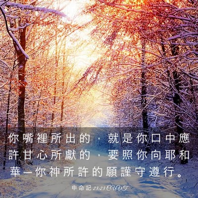 Picture 03 - 申 命 記 23:23 CUVT - 你 嘴 裡 所 出 的 ， 就 是 你 口 中 - Bible Verse Picture