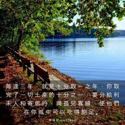 Picture 03 - 申 命 記 26:12 CUVT - 每 逢 三 年 ， 就 是 十 分 取 一 之 - Bible Verse Picture