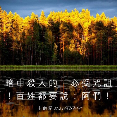 Picture 03 - 申 命 記 27:24 CUVT - 暗 中 殺 人 的 ， 必 受 咒 詛 ！ 百 - Bible Verse Picture