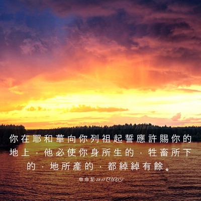 Picture 03 - 申 命 記 28:11 CUVT - 你 在 耶 和 華 向 你 列 祖 起 誓 應 - Bible Verse Picture