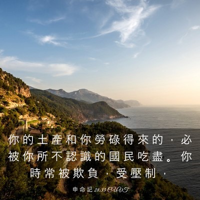 Picture 03 - 申 命 記 28:33 CUVT - 你 的 土 產 和 你 勞 碌 得 來 的 ， - Bible Verse Picture