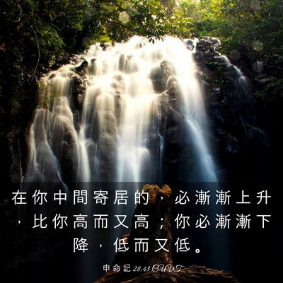 Picture 03 - 申 命 記 28:43 CUVT - 在 你 中 間 寄 居 的 ， 必 漸 漸 上 - Bible Verse Picture