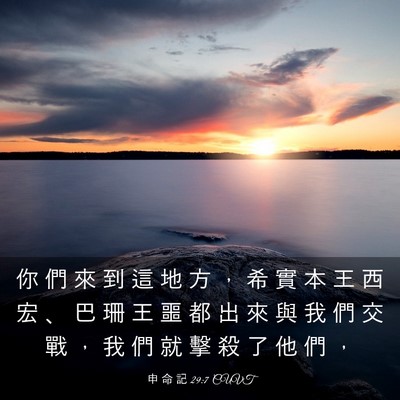 Picture 03 - 申 命 記 29:7 CUVT - 你 們 來 到 這 地 方 ， 希 實 本 王 - Bible Verse Picture