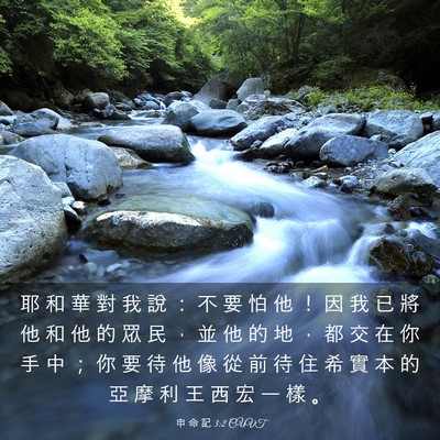 Picture 03 - 申 命 記 3:2 CUVT - 耶 和 華 對 我 說 ： 不 要 怕 他 ！ - Bible Verse Picture
