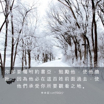 Picture 03 - 申 命 記 3:28 CUVT - 你 卻 要 囑 咐 約 書 亞 ， 勉 勵 他 - Bible Verse Picture
