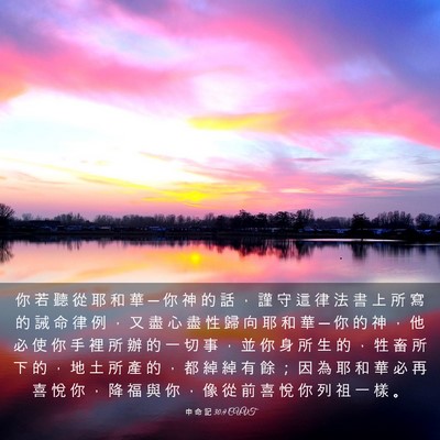 Picture 03 - 申 命 記 30:9 CUVT - 你 若 聽 從 耶 和 華 ─ 你 神 的 話 - Bible Verse Picture