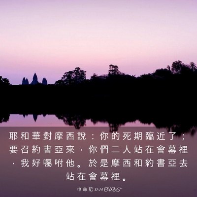Picture 03 - 申 命 記 31:14 CUVT - 耶 和 華 對 摩 西 說 ： 你 的 死 期 - Bible Verse Picture